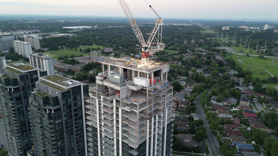 Aerial view of FourMe Condos topping out